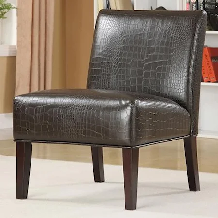 Armless Lounger Accent Chair with Exposed Wood Legs